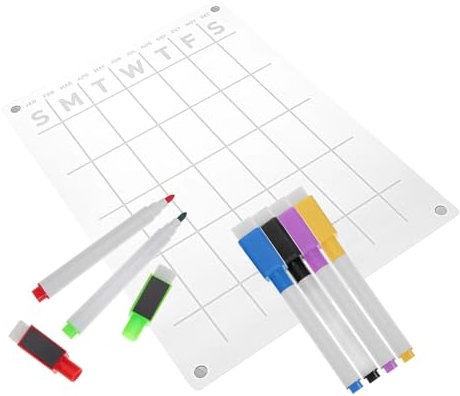 Plan mensual Tablero de mensajes Planificador diario Acrílico Pared Pizarra magnética Horario Nevera Bolígrafos transparentes