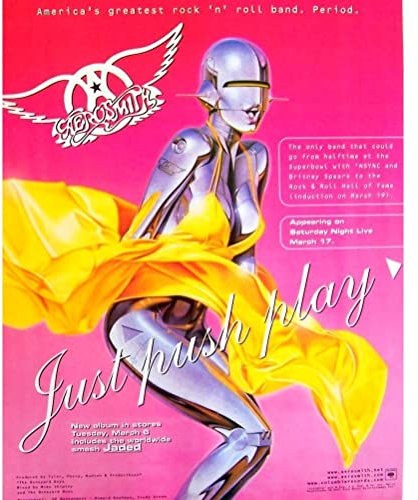 Aerosmith - Poster JUST PUSH PLAY, Rosa/Gelb/Grau, 40cm x 30cm