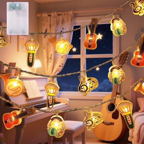 Hopelit 1.5m 10LED Musik Lichterkette Kinderzimmer, Lichterkette Batterie Wasserdicht mit Timer Nachtlicht für Kinderzimmer Junge Mädchen Baby Bett Hausbett Geburtstag Geschenk Party Deko