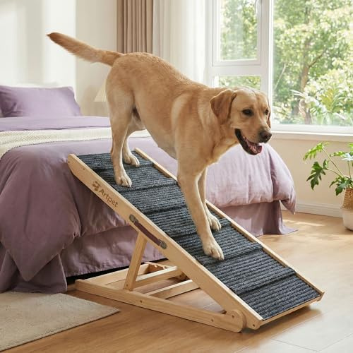 Artpet Rampe Pliable pour Chien pour Canapé et Lit | Rampe réglable de 34-60 cm pour grands chiens et chats. Modèle robuste supportant jusqu'à 100 kg.