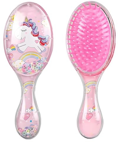 KOQAIIZ Lockenbürste, Curl Hair Brush, Haarbürste zum Kämmen und Formen von Männer- und Frauenlocken, Perfekte Bürste für Kinder & Reisen, Einhorn-Zauber