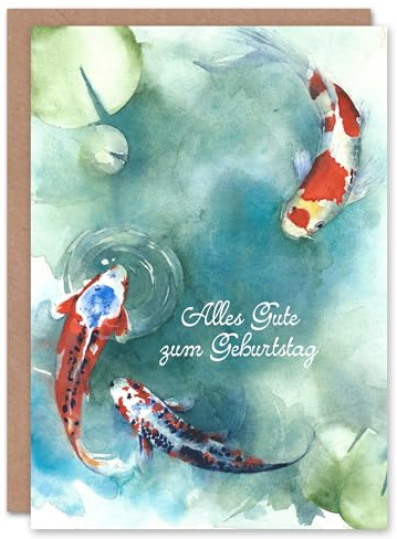Artery8 Alles Gute zum Geburtstag Koi Fische und Seerosen Geburtstagskarte