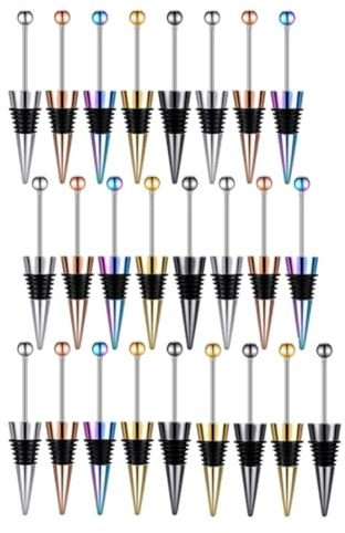 Dsdhuf 25Pcs Beadable Wine Stoppers for Wine Bottles Decorative Beaded Wine Bottle Stopper Alloy Wine Saver Reusable