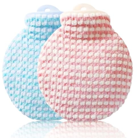500ML Hot Water Bottle, Mini Hot Water Bag for Hot Compress, Cute Soft Fluffy Hot Bag for Pain Relief, Menstrual Cramps, Neck Shoulder, Hot Water Hand Warmer for Kids & Adults (2 Solid-Color Set)
