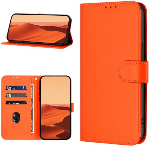 YIRRANZD für iPhone SE 2020 / SE 2022/8 / 7 Hülle, Klapphülle Premium Lederhülle [Kartenfach] Schutzhülle, Stoßfeste Flip Wallet Case für iPhone SE 2020 / SE 2022/8 / 7 Handyhülle (Orange)