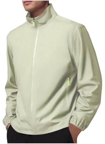 YOSUWOAI Coupe-vent pour homme - Col montant - Veste de sport coupe-vent - Veste de sport - Veste de survêtement - Veste de randonnée - Automne et hiver - Veste demi-saison avec poches zippées - Veste
