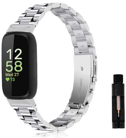 SumRioo Armband Kompatibel mit Google Fitbit Inspire 3 Damen/Herren, Edelstahl Metallarmband Einstellbar Uhrenarmband für Fitbit Inspire 3