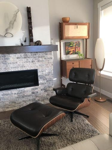 Birchhaus Echtleder-Entspannungssessel mit Fußhocker, moderner Fernsehsessel, drehbarer Chaiselongue mit Ottomane, Fester Neigungswinkel von 105°, einzigartiges Design mit gepolstertem Kissen