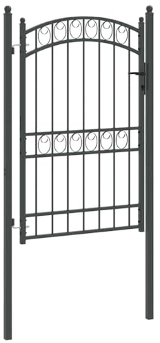 Gartentor aus Metall, Gartentor für den Außenbereich, Grau, 200 x 100 cm, pulverbeschichteter Stahl