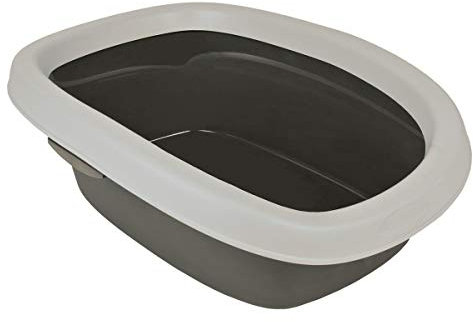 Trixie 40121 Katzentoilette Carlo, mit Rand, Gr. 2: 38 × 17 × 58 cm, dunkelgrau/hellgrau