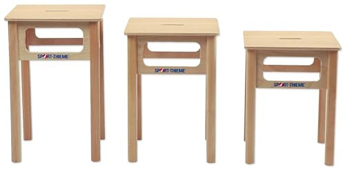 Sport-Thieme Gymnastikhocker aus Holz | Therapiehocker in DREI Höhen: 45, 50, 55 cm | Lackiertes Buchenholz | Bis 180 kg belastbar | Sitzfläche: 35x35 cm | 3 kg | Markenqualität