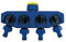 Tatay Universal Top Line Schlauchverteiler, 4-Wege, für 1/2, 3/4, 1 Wasserhähne, Universalanschluss, Regler, Sonnenschutz, einfache Installation. Blau