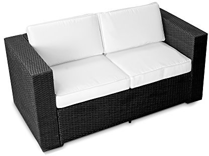 XINRO (2er Polyrattan Lounge Sofa - Gartenmöbel Couch Bank Rattan - durch andere Polyrattan Lounge Gartenmöbel Elemente erweiterbar - In/Outdoor - handgeflochten - schwarz