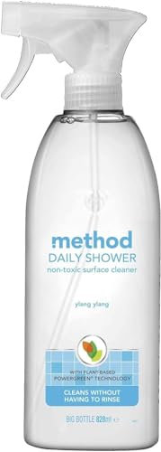 Method Daily Shower Cleaner, Bathroom Multi-Purpose Surface Cleaner Spray, Gently Cleans and Shines, Fresh Ylang Ylang Scent, Pack of 1, 828ml