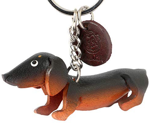 MONKIMAU Schlüsselanhänger Dackel Hunde Figur aus Leder