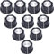 Taiss Potentiometer-Drehknöpfe, silberfarbener oberer Schalterknopf für 6,4 mm Schaftloch, Lautstärkeregler, Drehknöpfe, Durchmesser oben: 23 mm, schwarz, A03-6,4 mm, 10 Stück