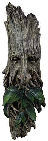 Ebros Keltischer Wicca-Waldgeist Gottheit Greenman Enigma Gesicht Wandbehang skulpturale Dekoration 38,1 cm hoher Baum Ents Plakette Statue Neopagan Cernunnos gehörnter Gott grüne Männer Baum des