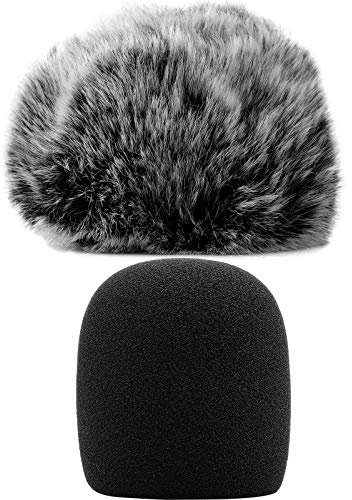 ChromLives Microphone Cover, Furry Windscreen Foam Cover Compatible with Blue Yeti, Yeti Pro Condenser (Furry & Foam Combo 2Pack)