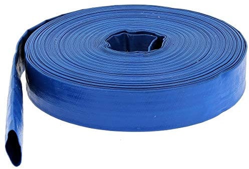 HUGGY TUYAUX Tuyau de refoulement Plat Ø 38 mm (1 1/2'') Bleu - Longueur 25 mètres