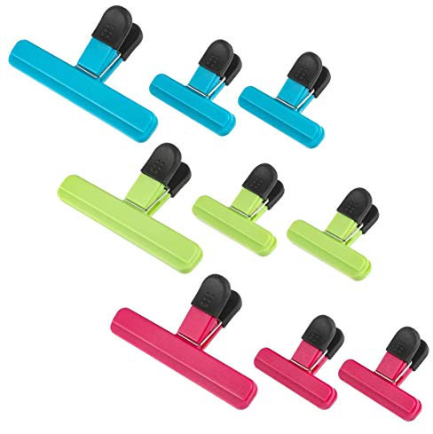 Xrten 9 Pièces Pince Sachet, Clips de Fermeture de Sac Alimentaire d'étanchéité Clips pour Le Rangement Cuisine,Bureau,Sacs pour Aliments et Pains