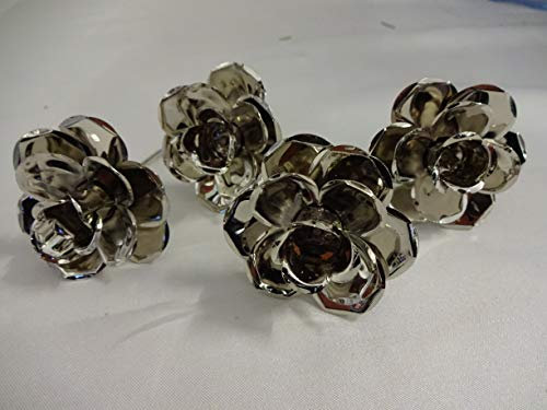 Posiwio 4 Kerzenhalter Rose Silber Adventskranz Gestecke Weihnachten Teelichthalter