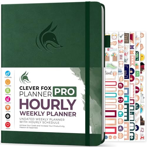 Clever Fox PRO Schedule - Undatierter Wöchentlicher und Monatlicher Lebensplaner mit Zeitfenstern, Terminkalender, Täglichem Organizer zur Steigerung der Produktivität, A4, 1 Jahr, Waldgrün
