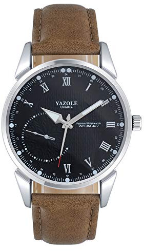 SUPBRO Herren Uhren Ultra Dünne Schwarze Casual Minimalistische Quartz mit PU Leder Armband Braun