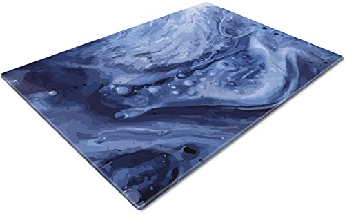 Glass Chopping Board | Worktop Saver and Protector | Heat Resistant | Over The Sink | Large | Blue Navy Design