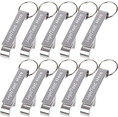 Personalised Custom Bottle Opener Keychain Bulk for Men Women,10pcs Customised Metal Bottle Opener Wedding Party Favors,Engraved with Logo,Text