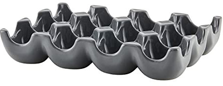 Rachael Ray Solid Glaze Ceramics Egg Tray/Holder, 12 Cup, Dark Gray