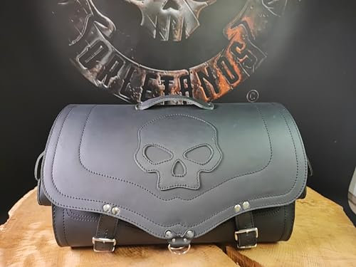 ORLETANOS Heckkoffer Big Skull für Sissybar kompatibel mit Harley Davidson Custom XL Gepäckträgerkoffer Gepäckträgertasche schwarz universal Softail Trike Quad ATV