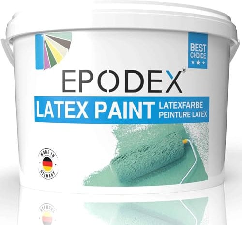 EPODEX® Pintura de látex mate, resistente a la abrasión, lavable, duradera, poco olor, alto poder cubriente, 45 colores, blanco polar, descuento por cantidad 1 kg-50 kg