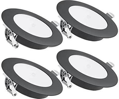 acegoo 4 x 12V Einbaustrahler Wohnmobil LED Einbauleuchte mit Ein/Aus-Dimmschalter&Blaues Nachtlicht Spot 3W 285lm Dimmbar Einbauspot Downlight für Boot Wohnwagen Camper Küche(Schwarz 3000K)