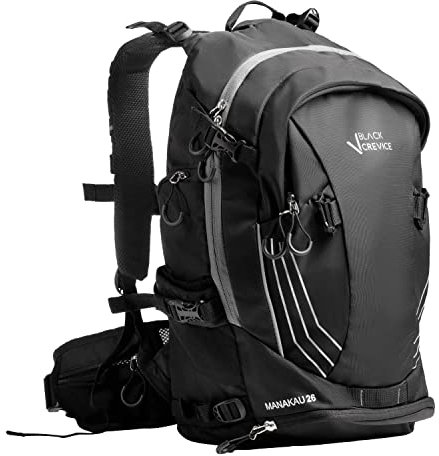 Black Crevice Fahrrad und Skitouren Rucksack mit Helmhalterung, MANAKAU 26 Liter, schwarz