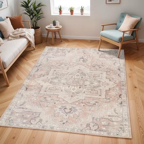 Livabliss x Becki Owens Elle Vintage Rug - Area Rugs for Living Room 200x275 cm, Bedroom - Scandi Neutral Rugs, Traditional Patterned Boho Style, Natural Easy Care Pile - Large Rug, Tan, Grey, Beige