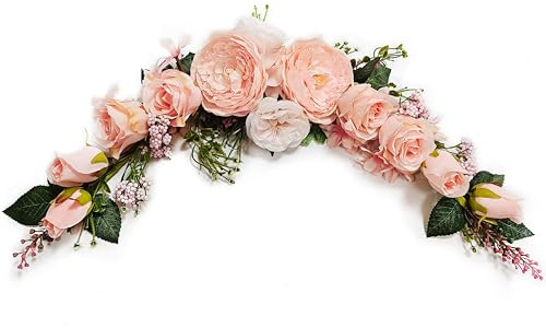 OrgMemory Fleur Arche Mariage, Artificielles Arche, 60cm, Fleur Murale Decorative, Fleur Artificielle Porte, Fleurs Arches, Deco Arche de Mariage (Pêche)