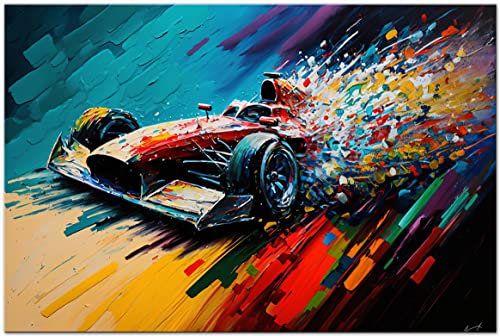 Printonia Leinwandbild 120x80 cm Formel 1 F1 Rennwagen Auto Automobil Bilder Rennszene Deko Dekoration Wandbild Kunstdruck