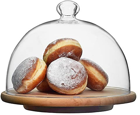 SOLAVIA Cake Dome Lid Glass Round Pastry Cheese Cover H22cm W29cm Housewarming Party Glass Dome for Display Round Only Dome