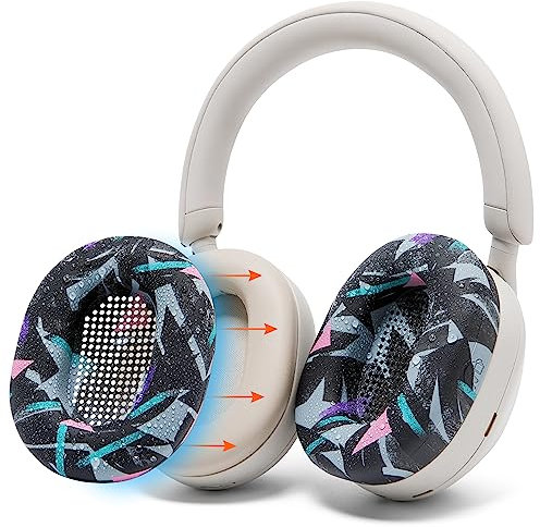 WC SweatZ XM5 - Patented Earpad Sweat Covers for Sony WH1000XM5 by Wicked Cushions | Full 360 Earpad Protection | Sweatproof & Easily Washable | 90's Black