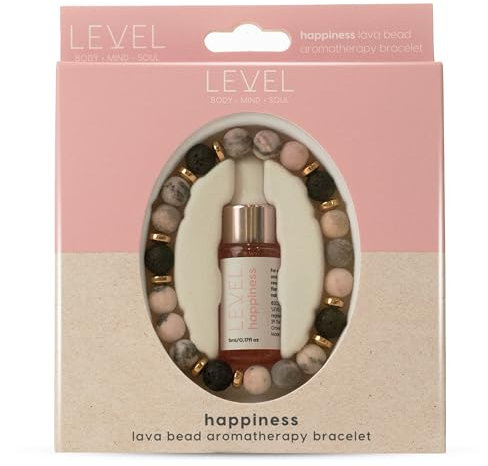 Level Body Mind Soul - Aromatherapie-Lavaperlenarmband mit Sandelholz- und Jasminöl - Reduziert Stress - Happiness