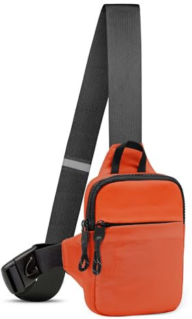 LKEX Mini Sling Bag Männer Kleine Crossbody Tasche Frauen Fanny Packs Casual Persönliche Tasche Tasche Rucksack Telefon Brusttasche, Orange-mini (L*W*H=13*3*19cm), Small