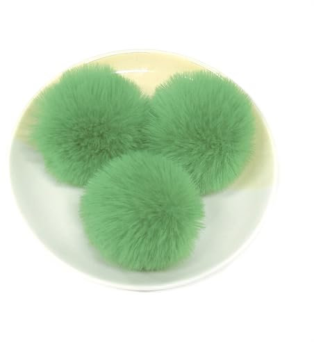 20 Stück 4cm Pompons Kunstfell Bommel Farbiger Fellknäuel mit Elastischer Schlaufe für DIY Basteln Weihnachtsdekoration Tischdekoration Geburtstagsdeko Kleideraccessoires,Grün