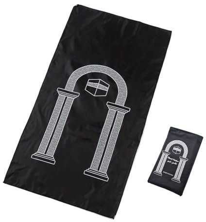 HOTMNTY Muslimischer Gebetsteppich, Gebetsmatte Tragbare, Islamischer Reisegebetsteppich, Tragbar Muslim Reisegebetsteppich, Wasserdichtes Gebetsteppich 100 x 55 cm für Outdoor Home Travel (Schwarz)