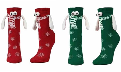 Socken mit Magnetarmen, 2 Paar Generische Magnetische Socken mit Händen, 3D Puppes Socken Mit HäNden, Hand in Hand Socken Magnet für Paare, Paargeschenke，Weihnachts- und Neujahrsgeschenke (C-2,35-41)
