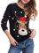 VERO MODA Damen Weihnachts Strick-Pullover VMTinsel Weihnachten Rentier 10320422 Black W. Snow White S