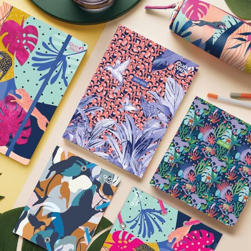 Quo Vadis - Kalender 16 Monate – 2024 – 2025 – Notizplan – Wochenkalender – mehrsprachig – Jungle Spirit – Mehrfarbig – 16 Monate September bis Dezember – 15 x 21 cm – Papier Clairefontaine weiß