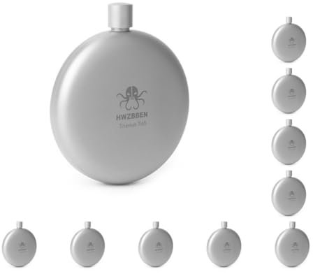 Lot de 10 flasques de poche en titane pour alcool, whisky, randonnée, pique-nique, voyage