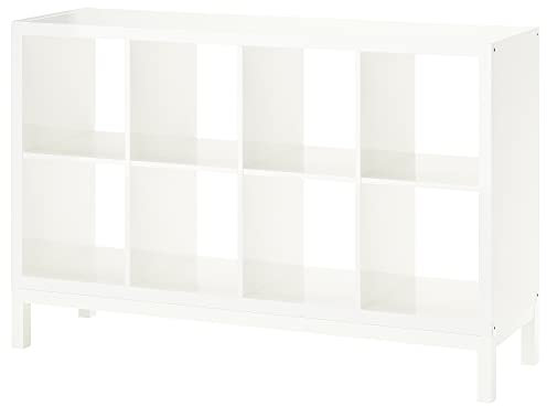 KALLAX Regal mit Untergestell, 147x94 cm, hochglänzend/weiß/weiß