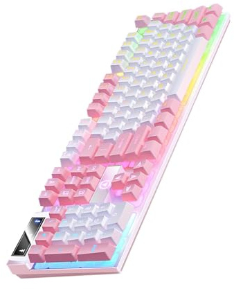 Neamou Tastiera per giochi cablata,Tastiera per computer cablata | Tastiera meccanica per computer a 104 tasti,Tastiera da meccanica, tastiera luminosa, tastiera per computer desktop