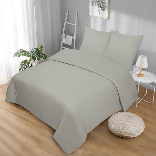 Softex Royal Bettwäsche Set 155x200 cm – 2-teilig (1 Bettbezug + 1 Kissenbezug 80x80 cm) – 100% Baumwolle – hautfreundlich & 60° waschbar – YKK Reißverschluss – Oeko-TEX Zertifiziert Hellgrau